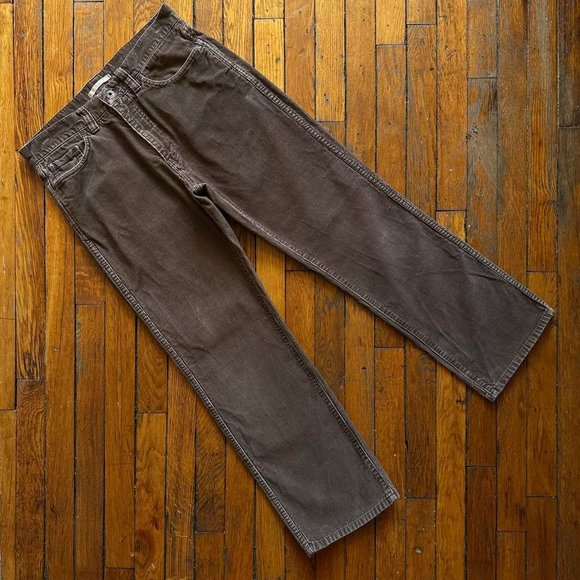LLBean Wide Ribbed Corduroy Pants, Men's, Size W34 cotton Beige type Vintage Second Hand